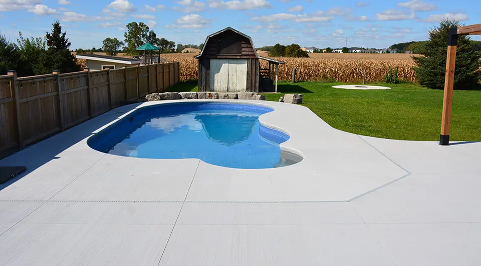 A Fairview vinyl pool freshly opened for summer